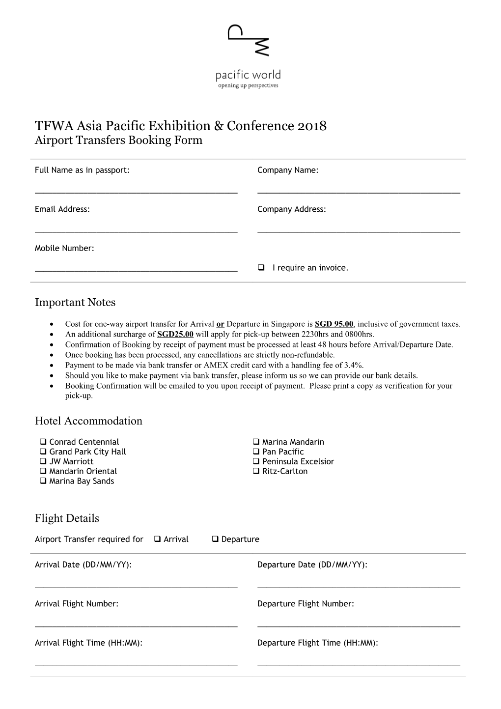 Pacific World Meetings & Events Singapore Pte Ltd