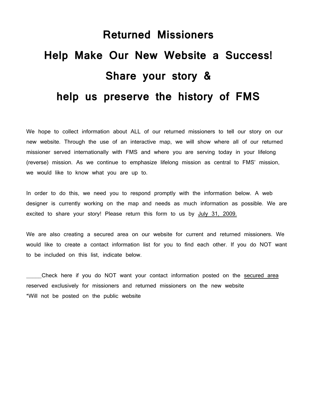 Help Make Our New Website a Success!
