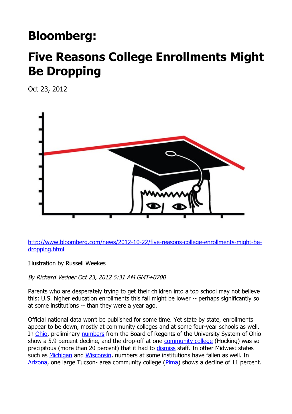 Five Reasons College Enrollments Might Be Dropping