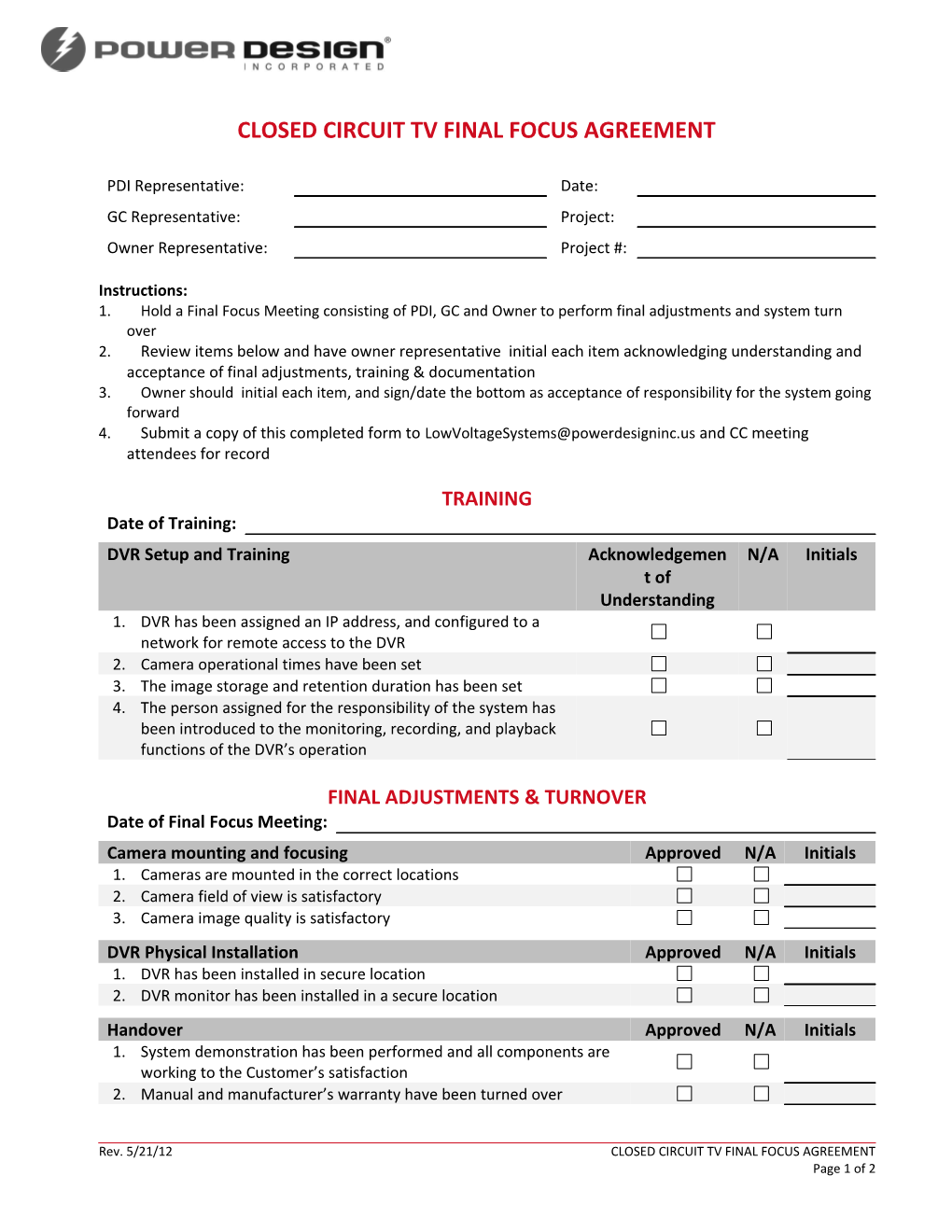 Preconstruction Project Coordination Requested Information Checklist