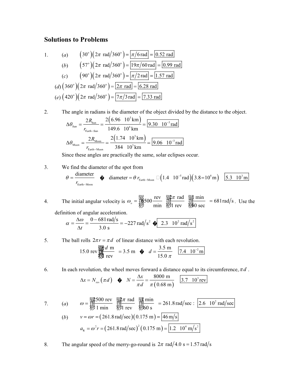 Solutions to Problems s1