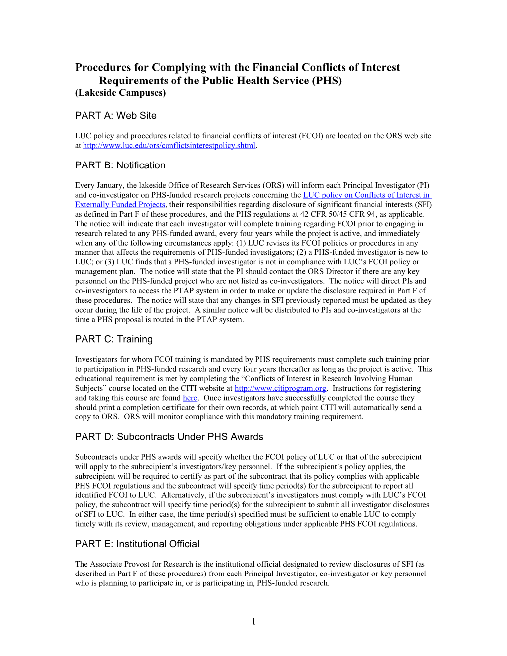 Investigator Significant Financial Interests in Research and Disclosure Requirements