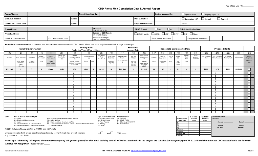 Annual HOME Rental Unit Report