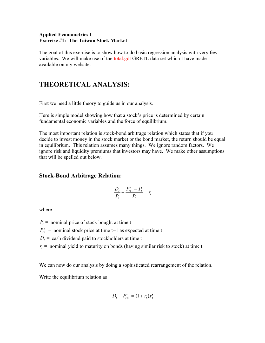 Applied Econometrics I