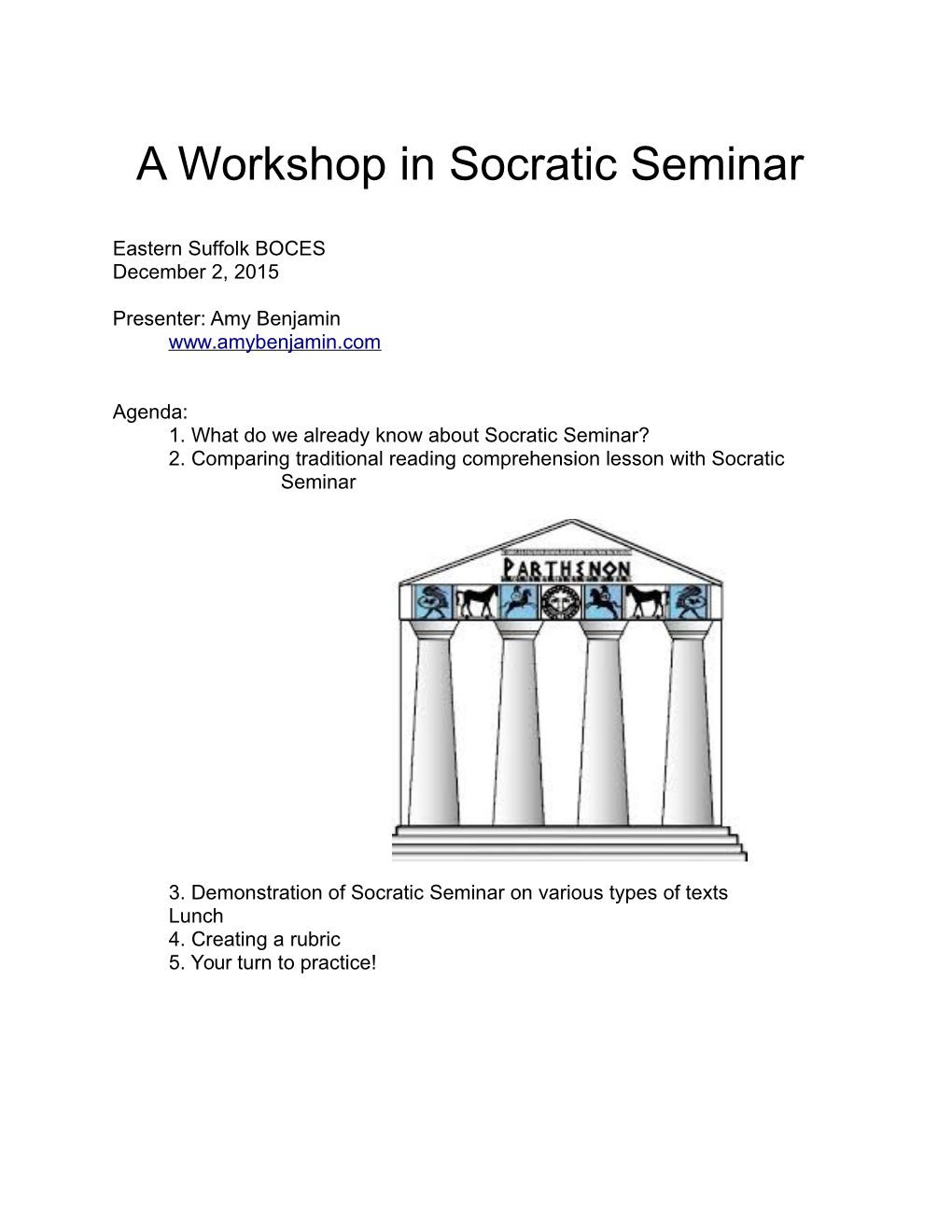 A Workshop in Socratic Seminar