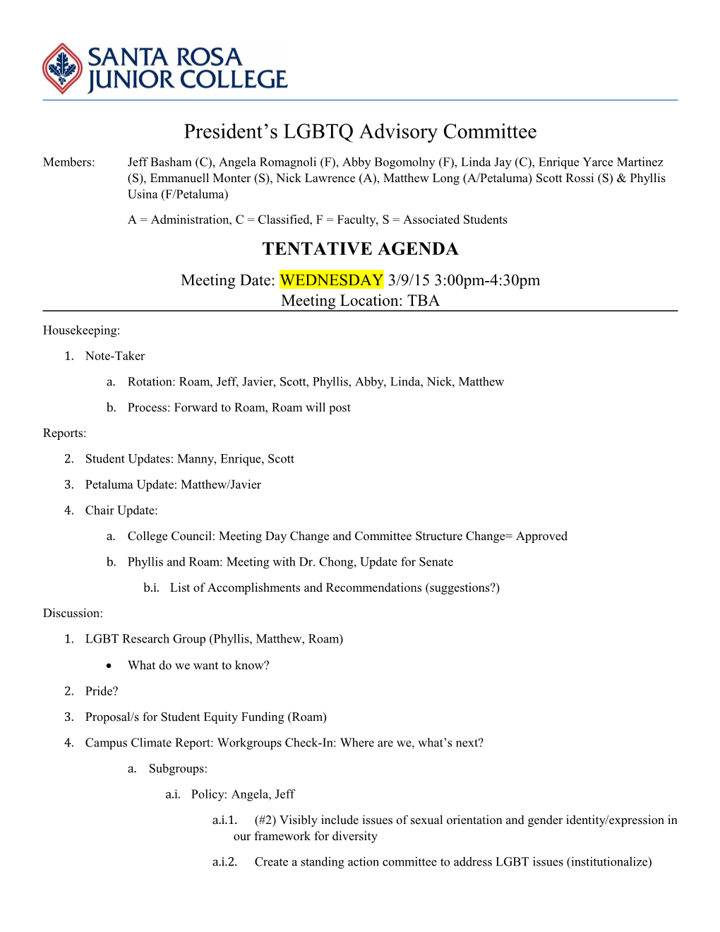 President S LGBTQ Advisory Committee
