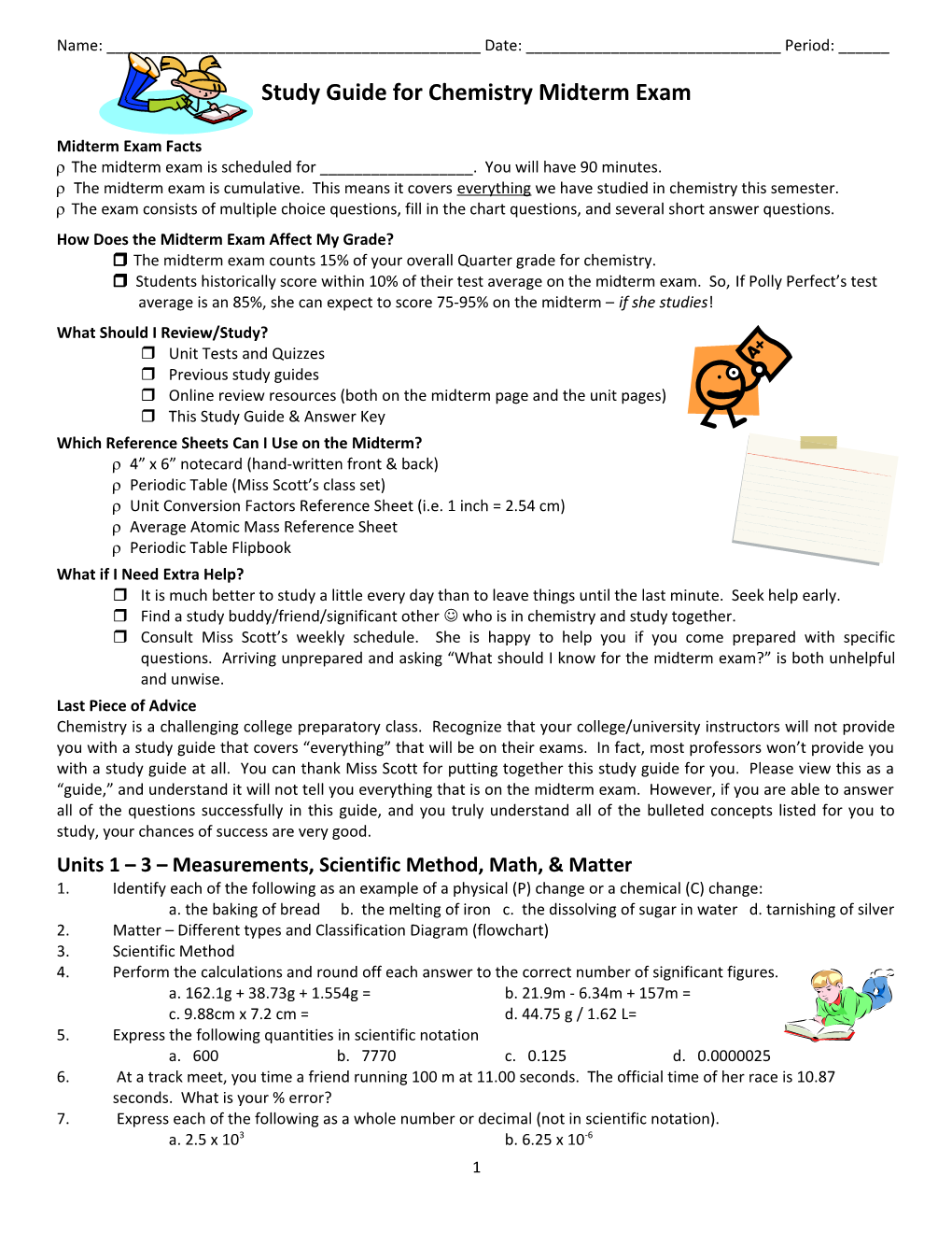 Study Topics for Quiz #3