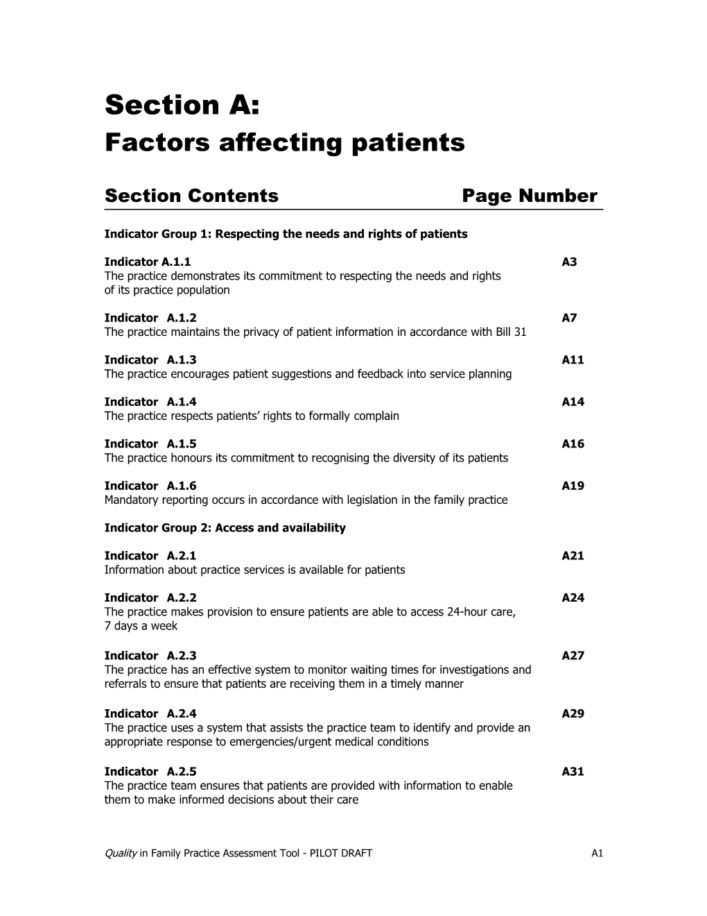 Section a Factors Affecting Patients