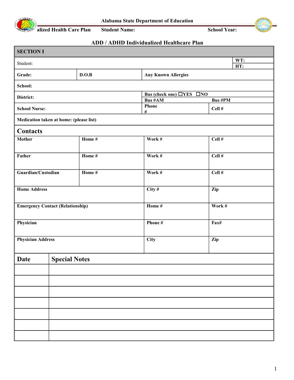 IHP ADD / ADHD (Word Document)