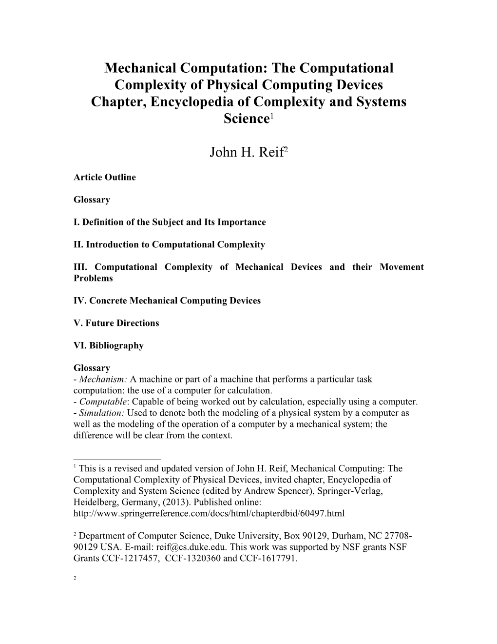 Mechanical Computation: It S Computational Complexity and Technologies