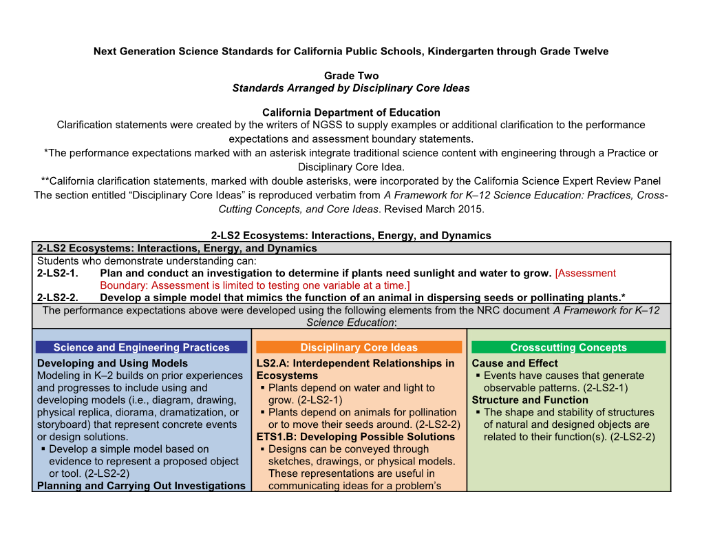 Grade 2 Standards - NGSS (CA Dept of Education)