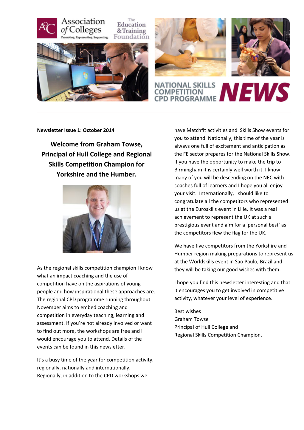 Newsletter Issue 1: October 2014