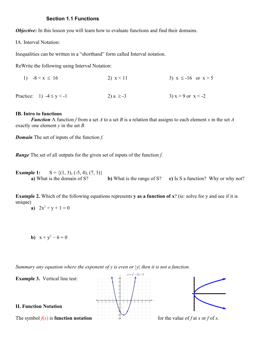 Section 1.1 Functions