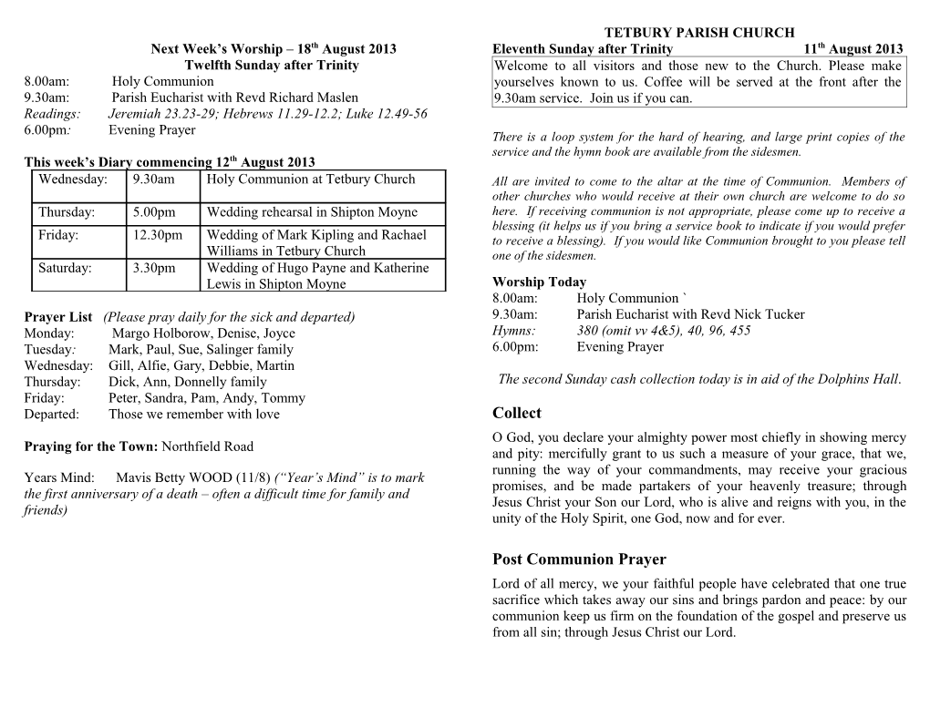 Diary for Week Commencing 27Th January 2008