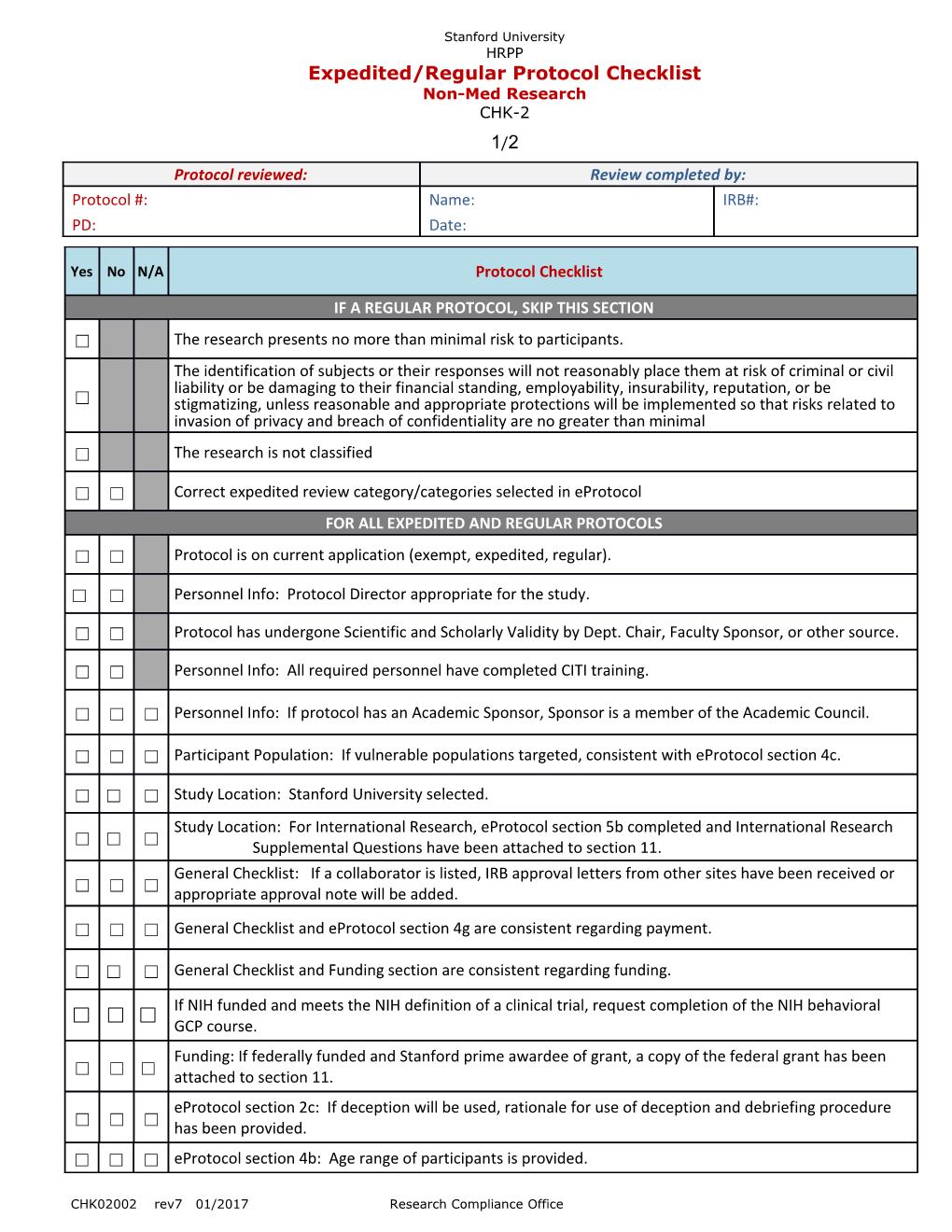 Study Location: for International Research, Eprotocol Section 5B Completed and International