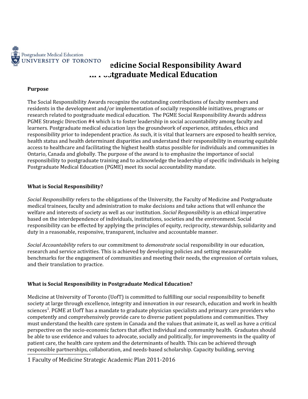 Faculty of Medicine Social Responsibility Award