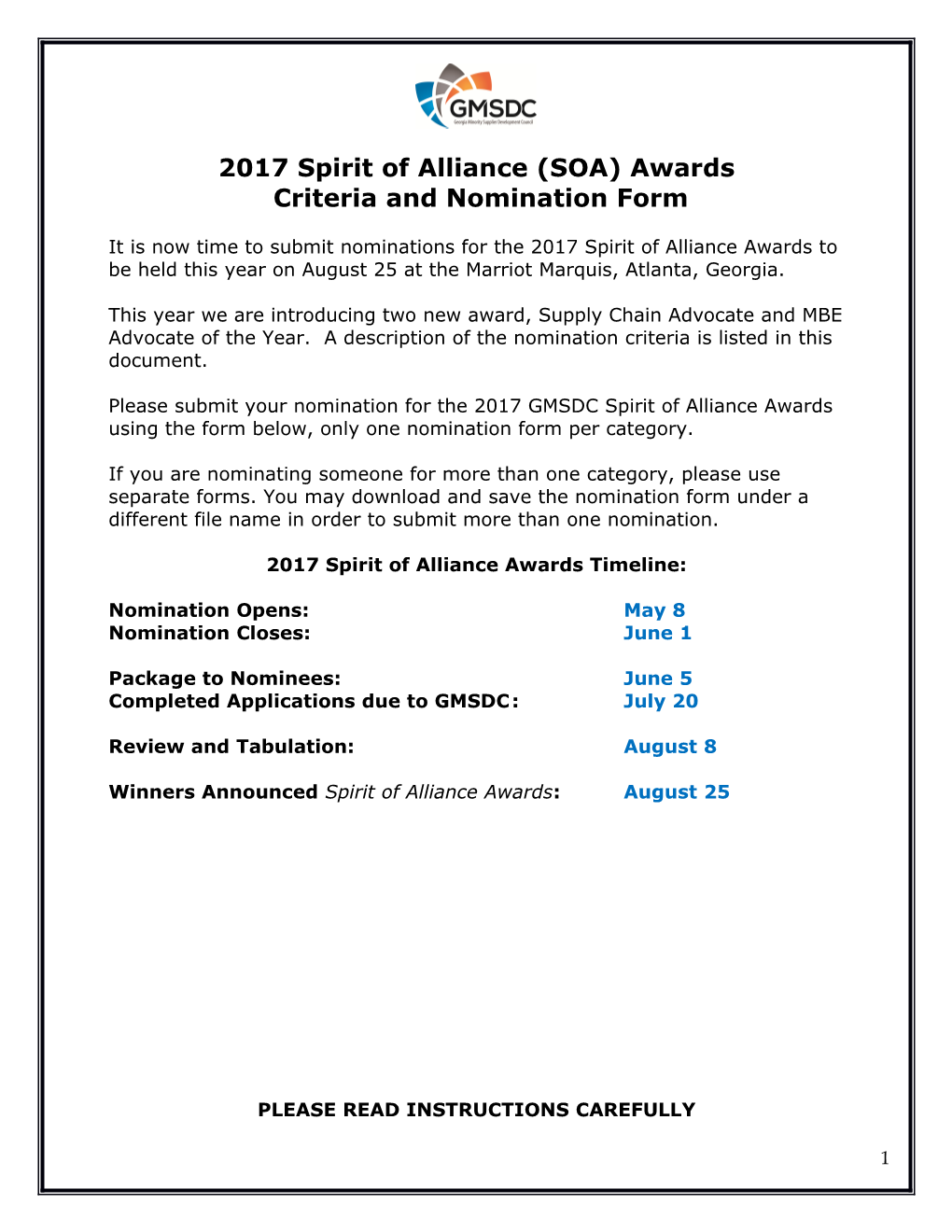 2017 Spirit of Alliance (SOA) Awards