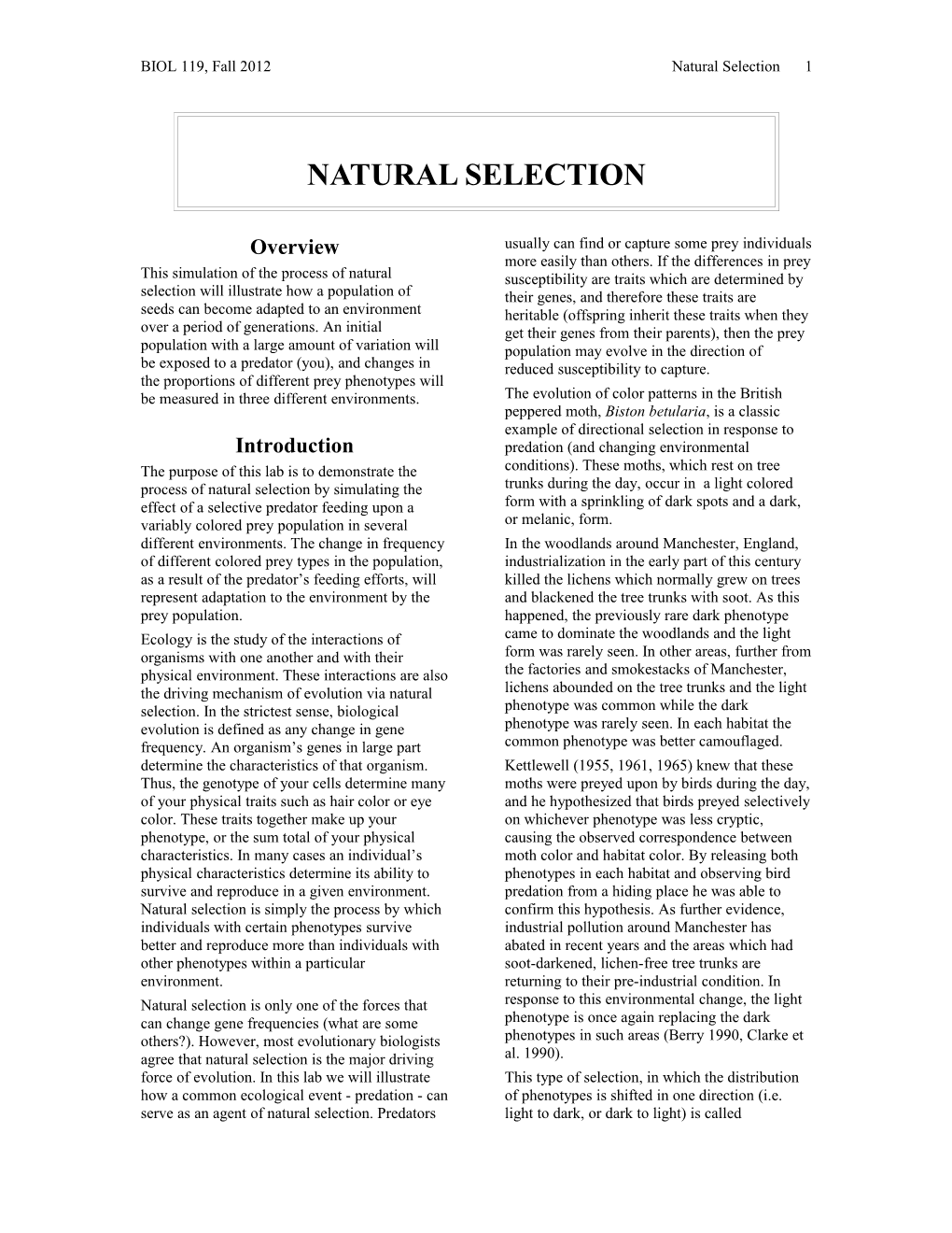 Introduction to Natural Selection