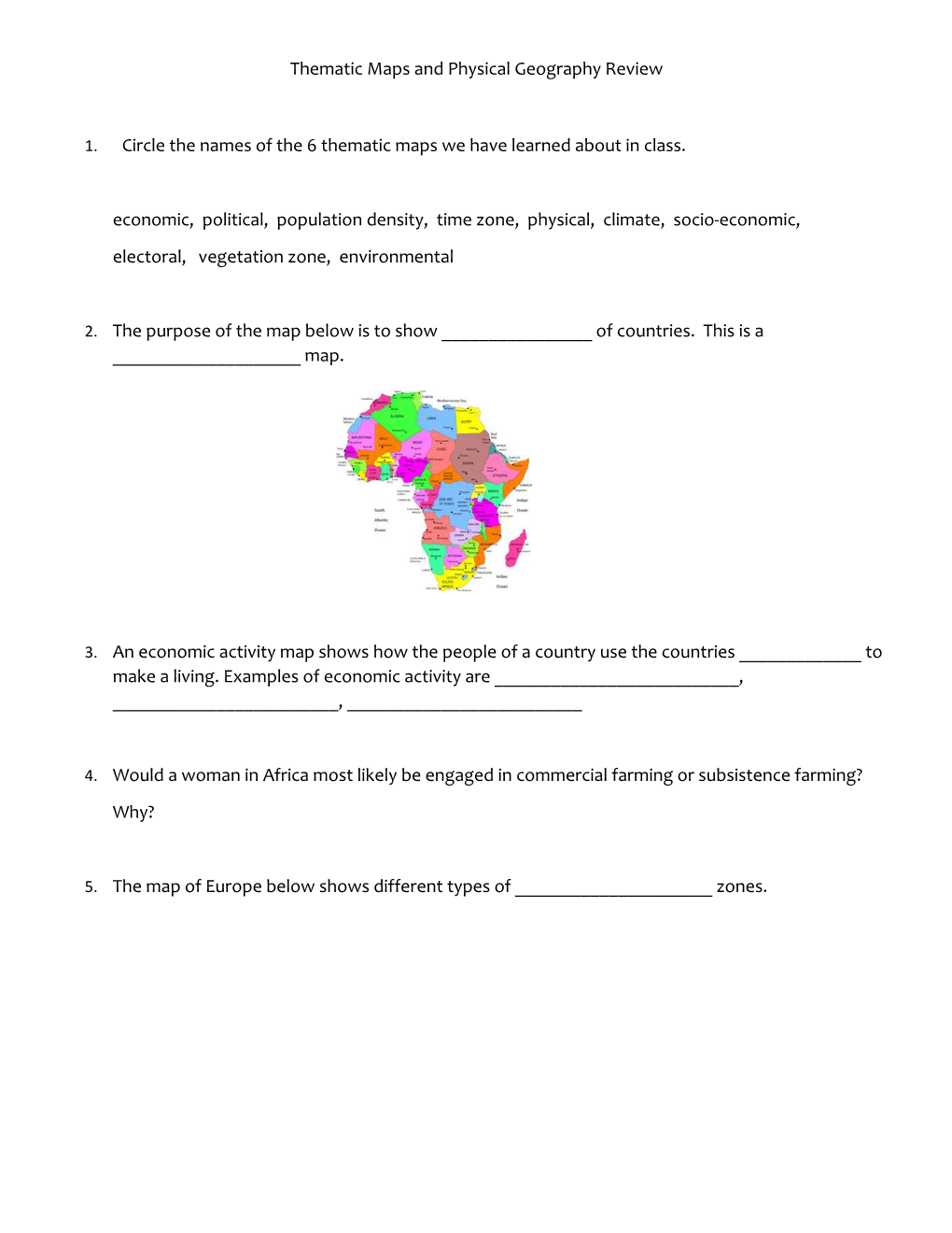 Thematic Maps and Physical Geography Review