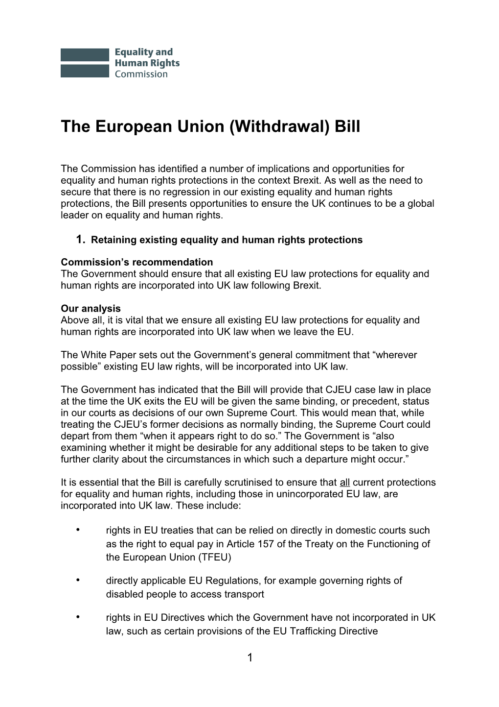 The European Union (Withdrawal) Bill