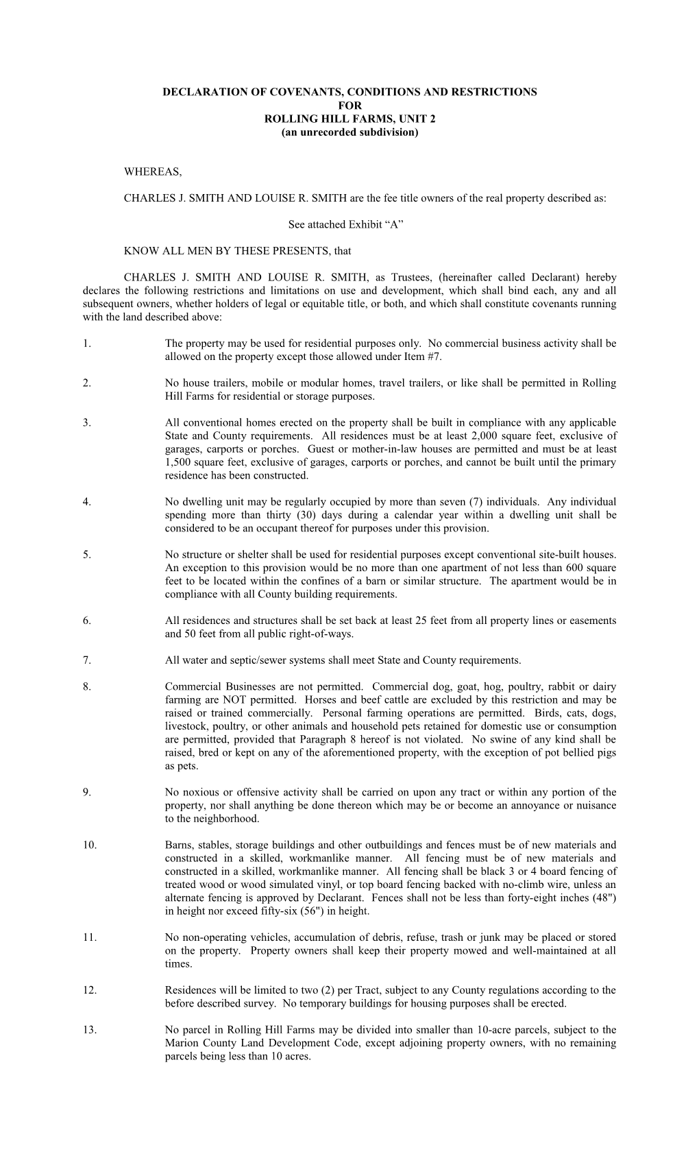 Declaration of Covenants, Conditions and Restrictions s4