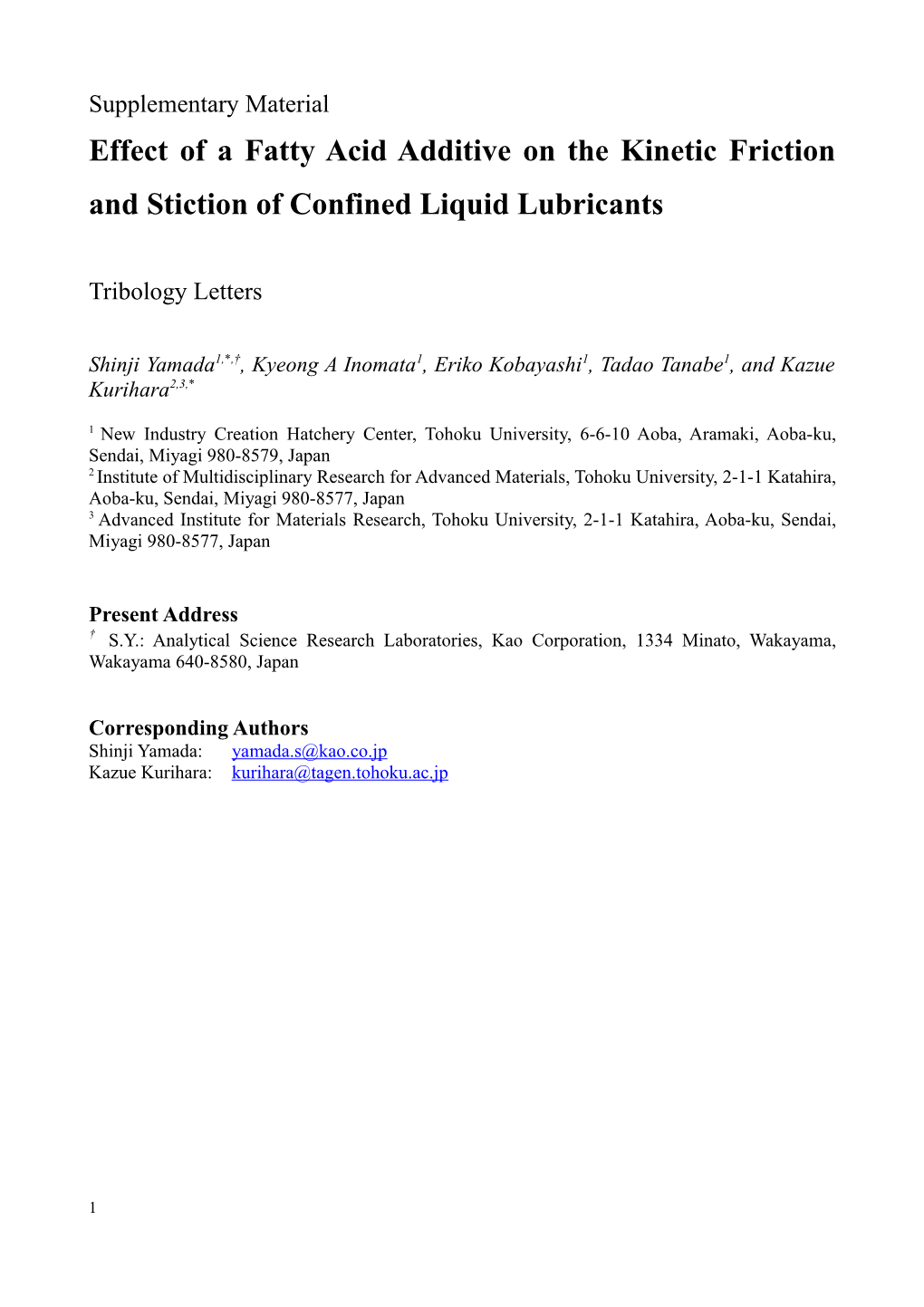 Effect of a Fatty Acid Additive on the Kinetic Friction and Stiction of Confined Liquid