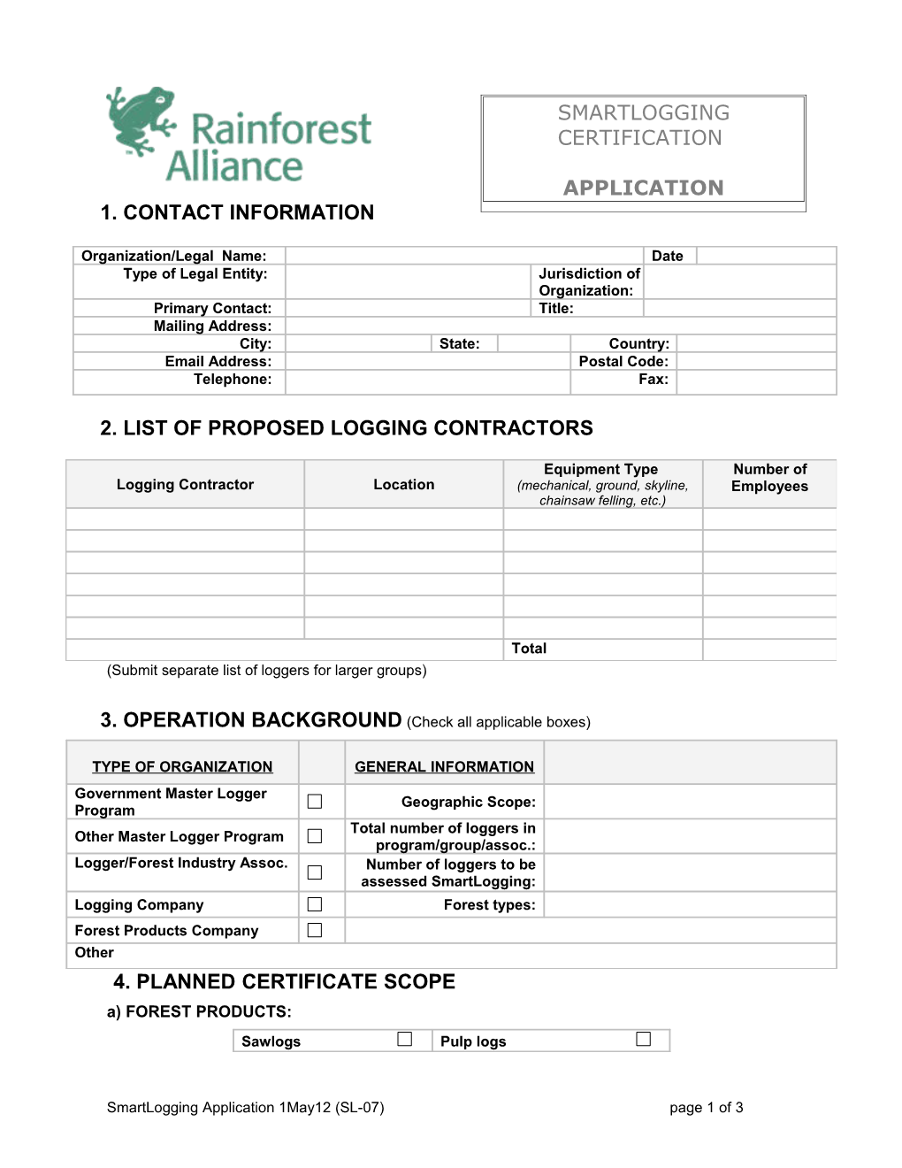 2. List of Proposed Logging Contractors