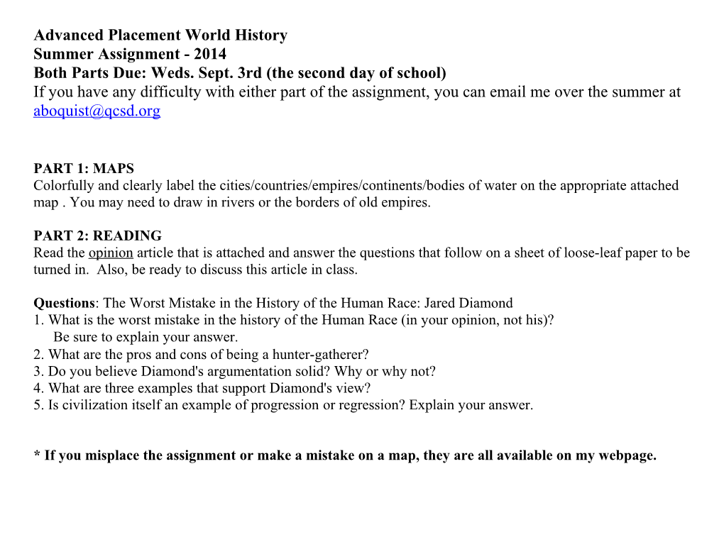 Advanced Placement World History s1