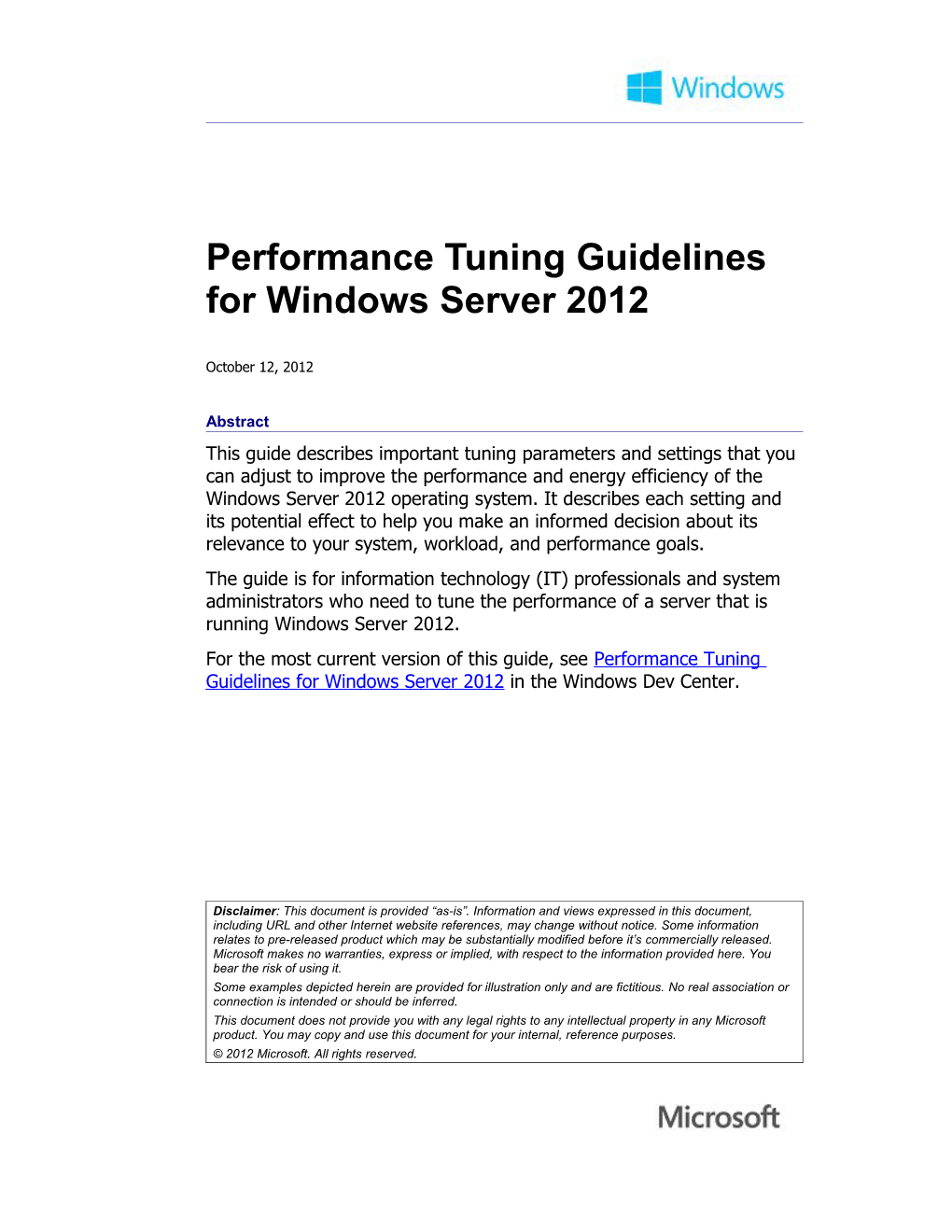 Performance Tuning Guidelines for Windows Server 2012 - 2 s1