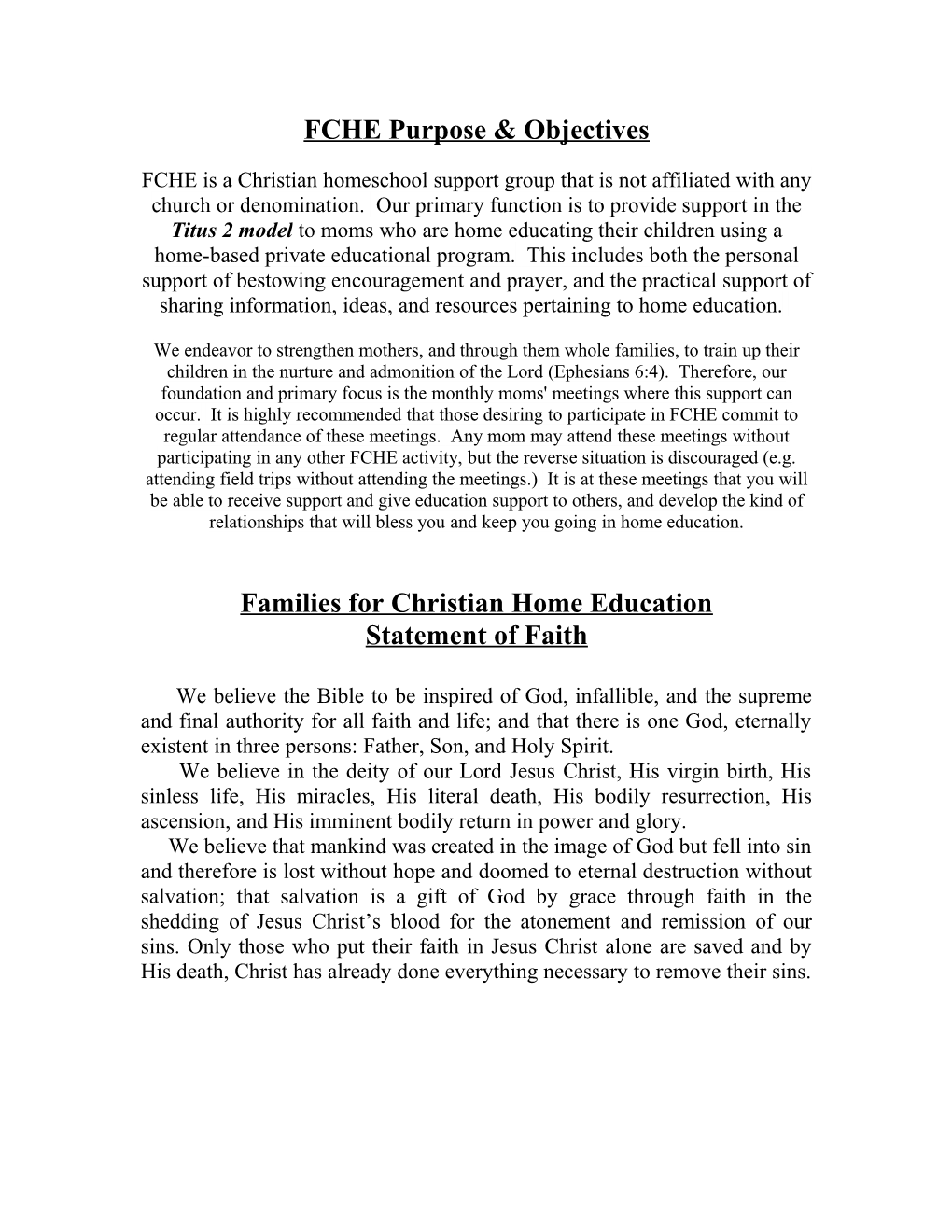 Families for Christian Home Education