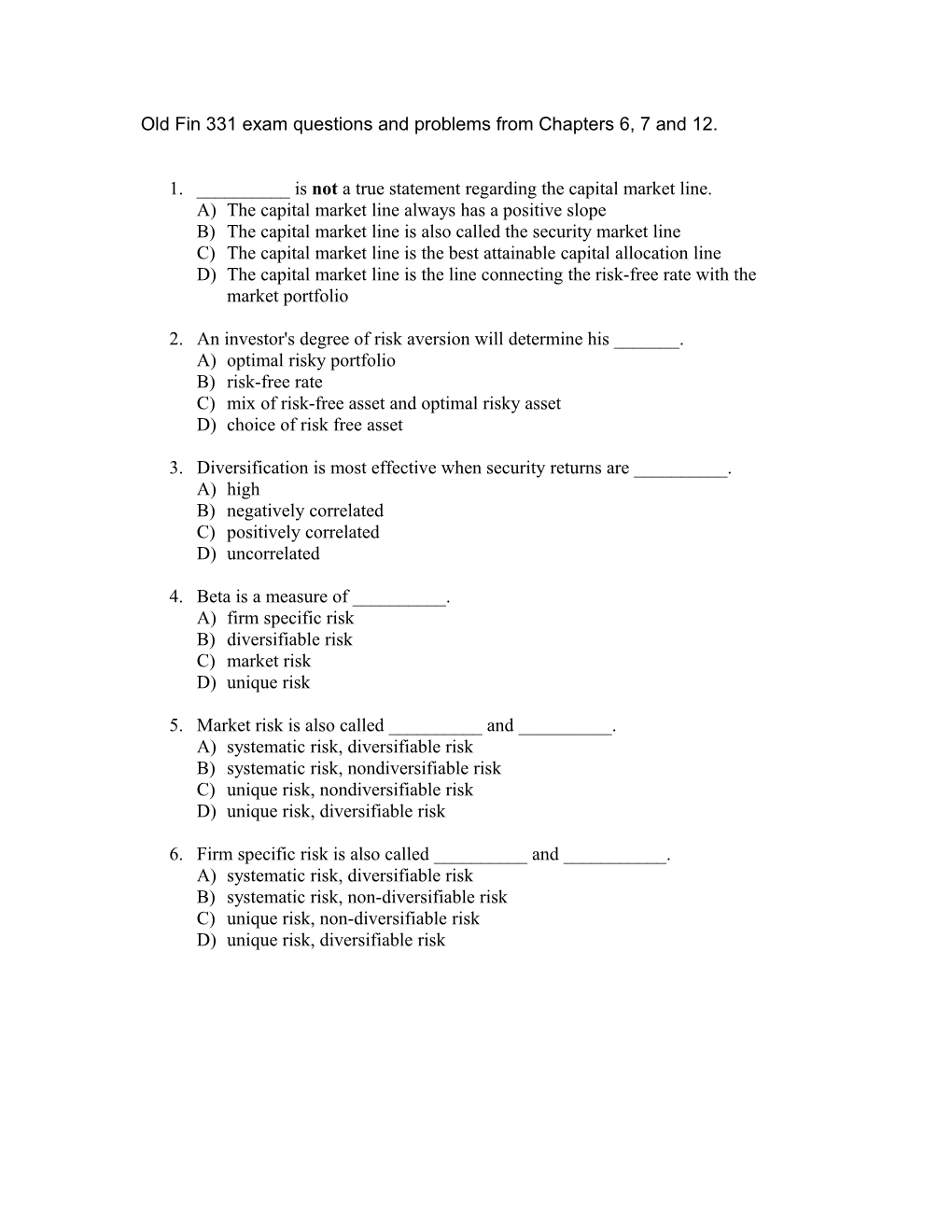 Fin 331, Exam 2, Spring 2005