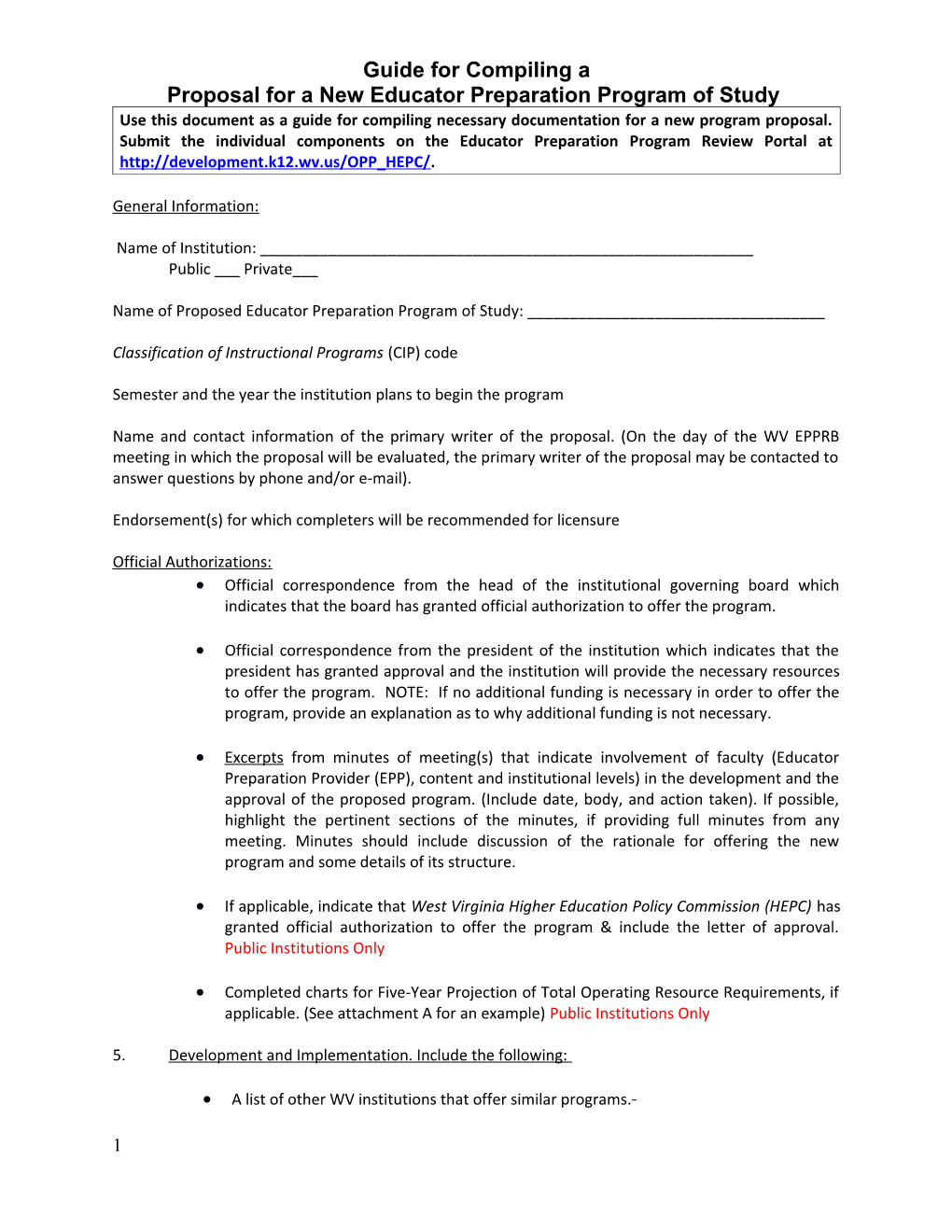 Professional Preparation Program Evaluation Form