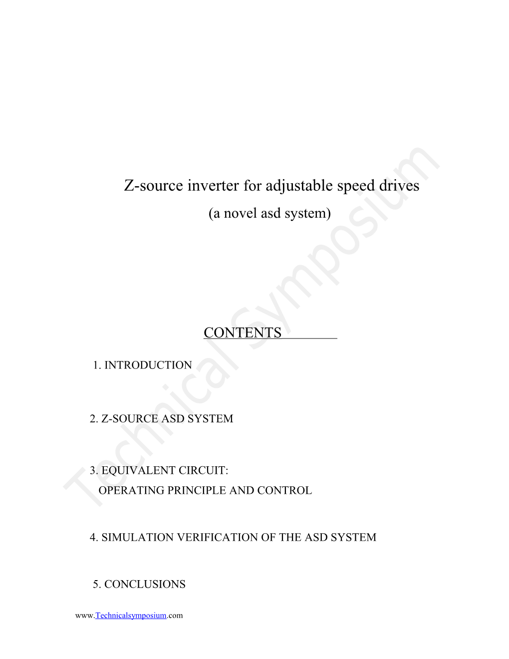 Z-Source Inverterfor Adjustable Speed Drives