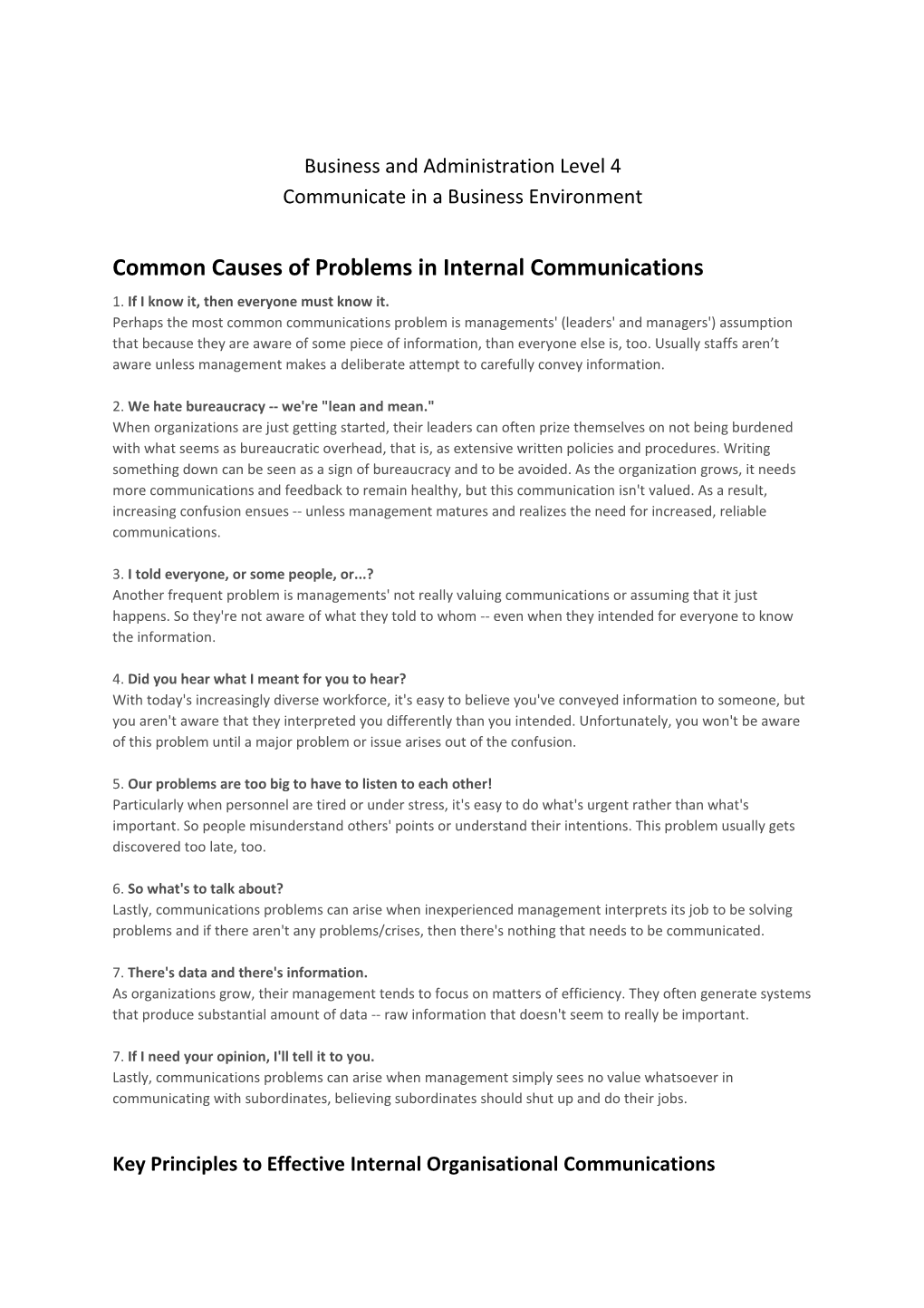 Common Causes of Problems in Internal Communications