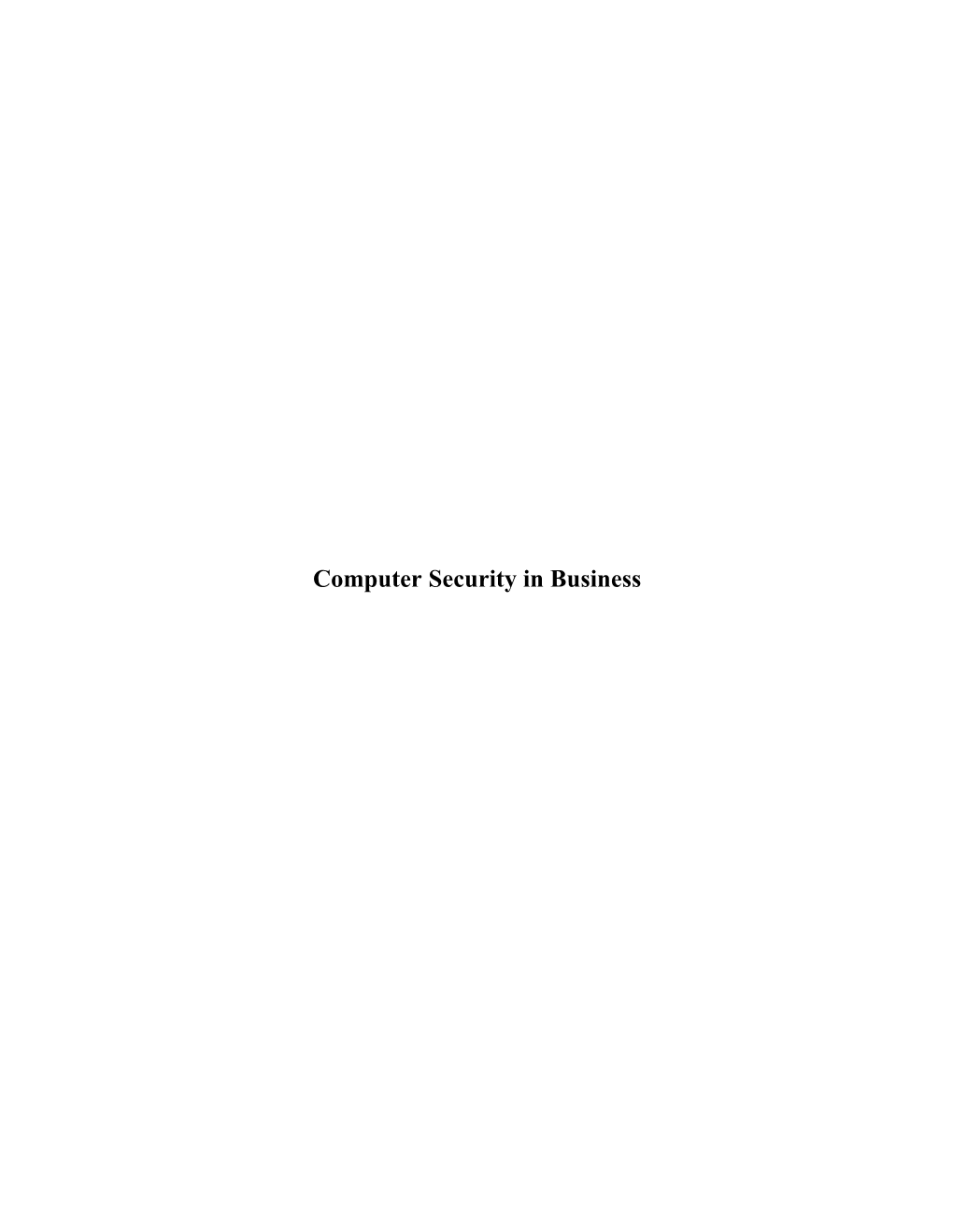 Computer Security in Business