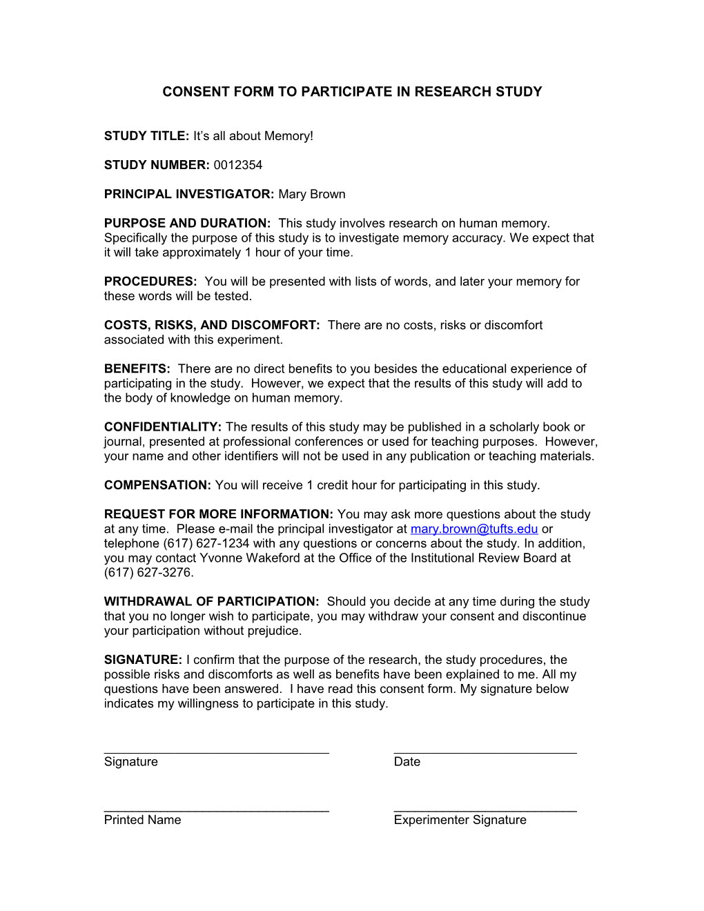 Research Consent Form