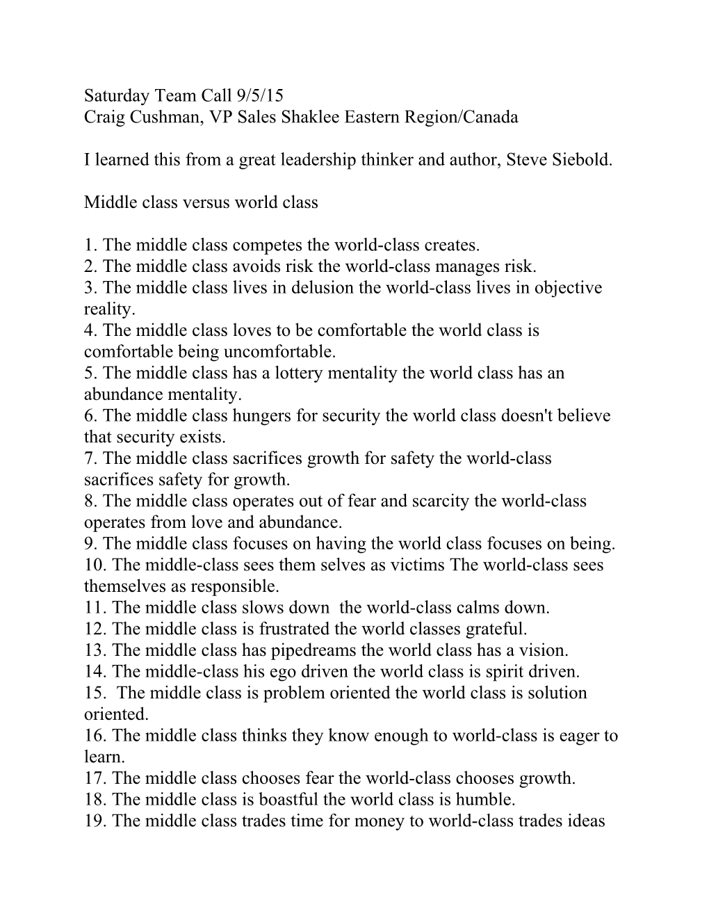 1. the Middle Class Competes the World-Class Creates