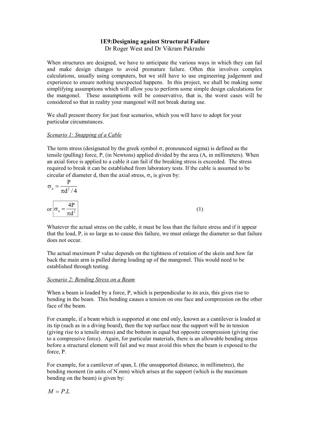 1E9:Designing Against Structural Failure