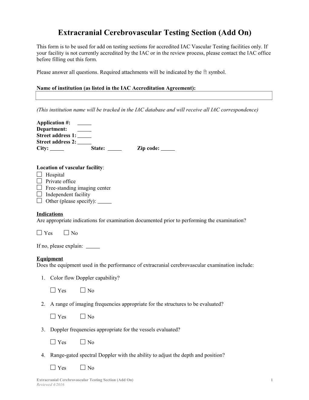 Extracranial Cerebrovascular Testing Section (Add On)