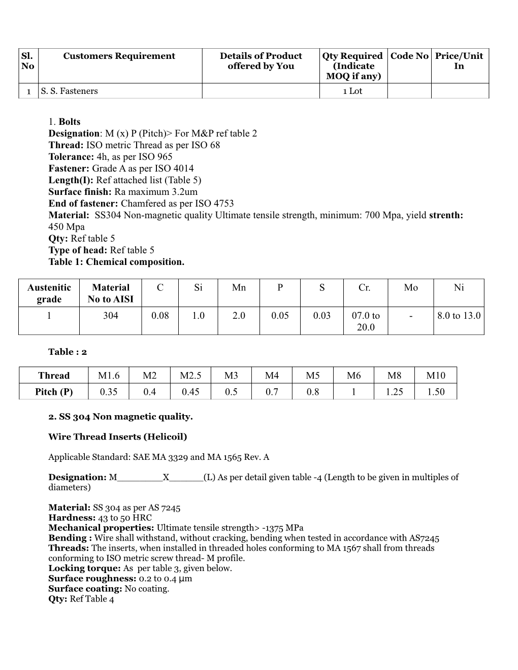 Designation: M (X) P (Pitch)&gt; for M&P Ref Table 2