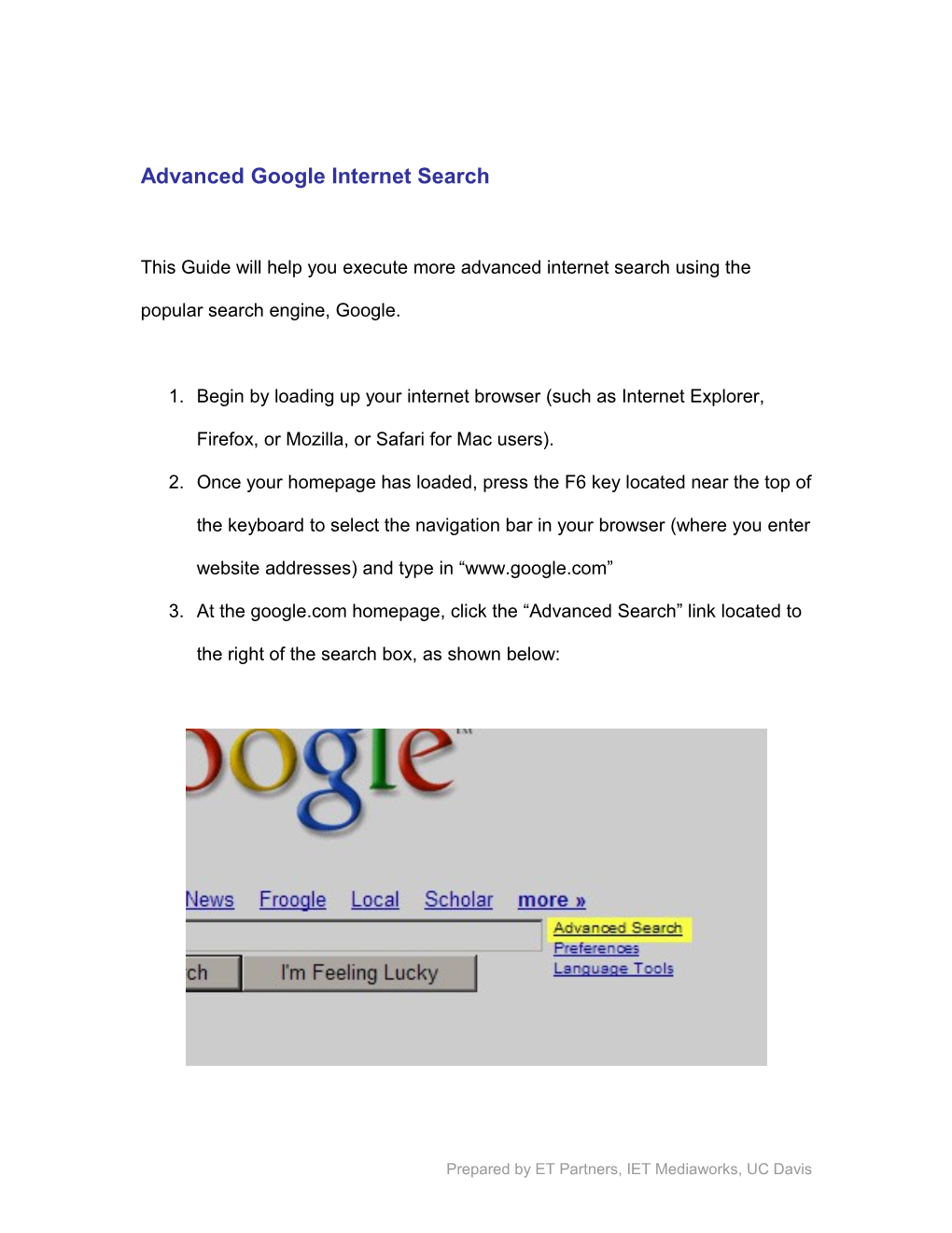 Advanced Google Internet Search