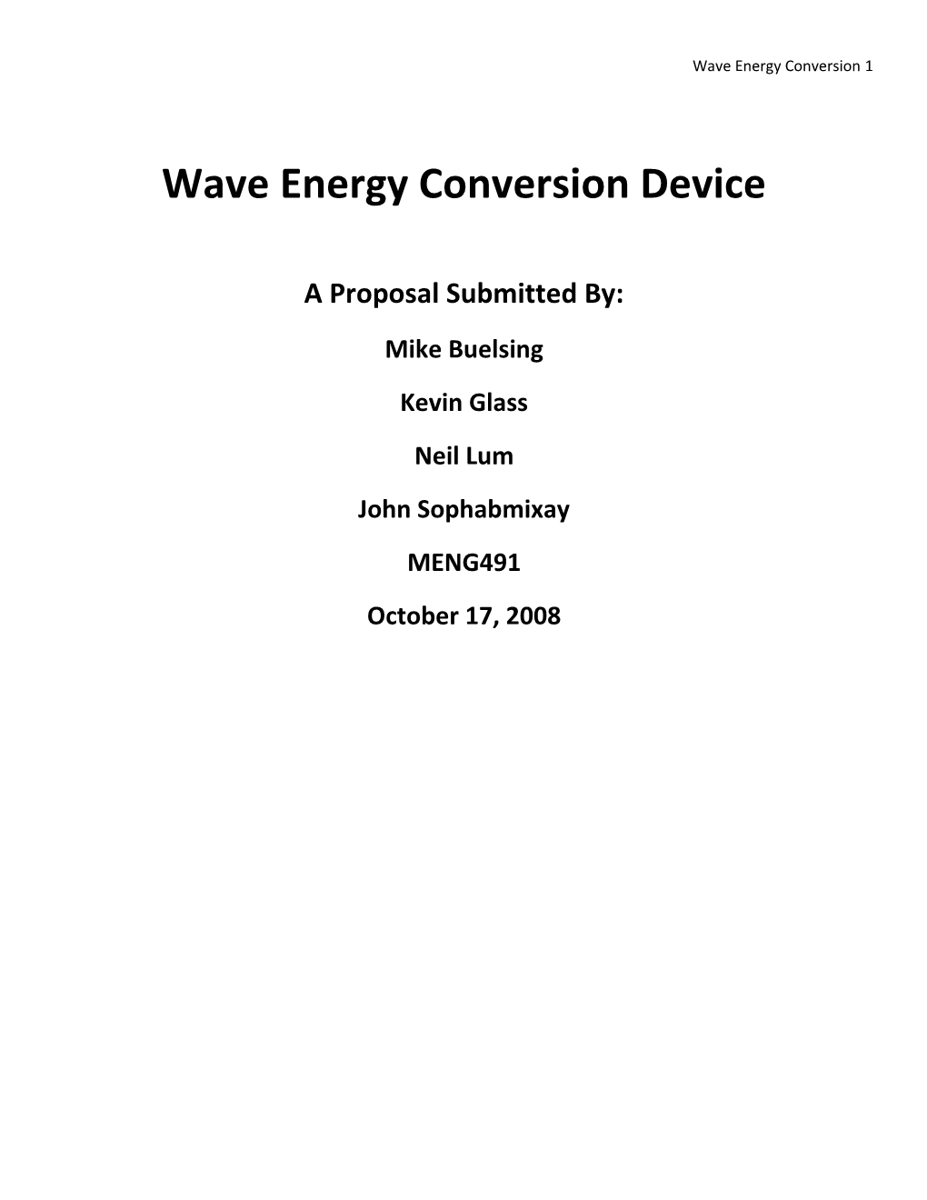 Wave Energy Conversion Device