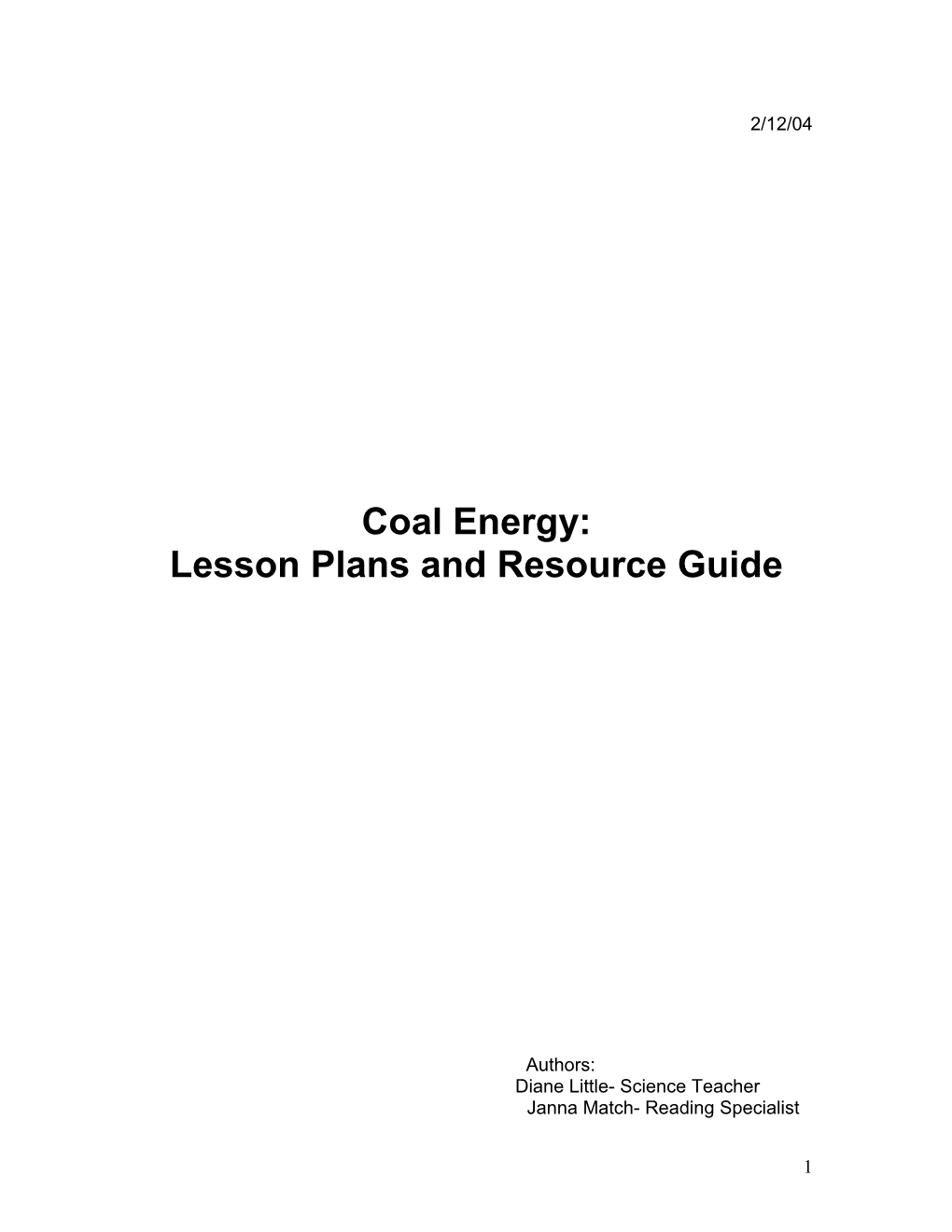 Lesson Plans and Resource Guide