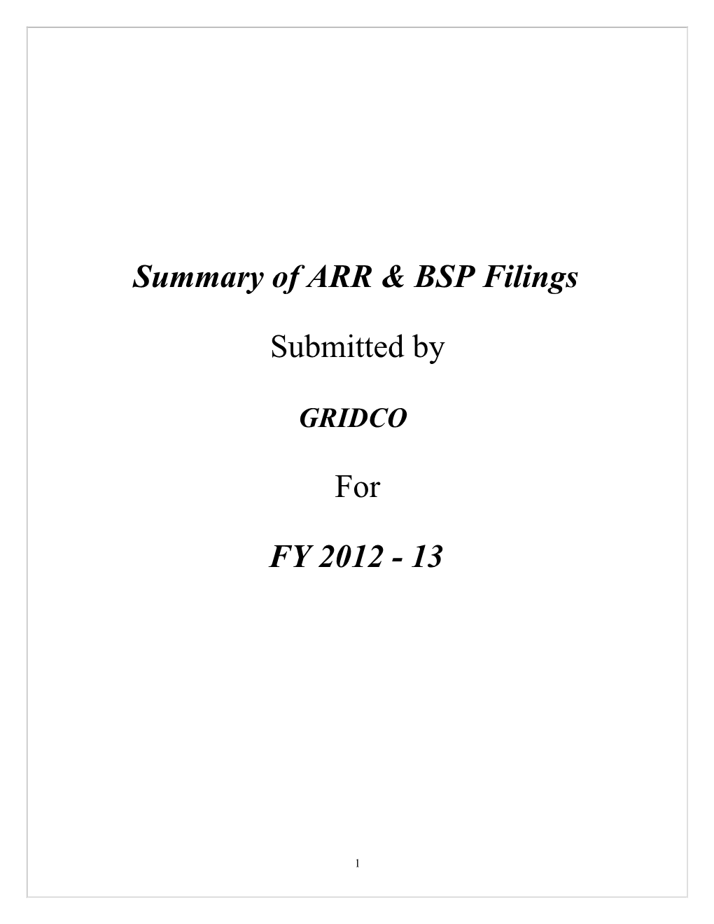 Summary of GRIDCO ARR for FY 2011-12