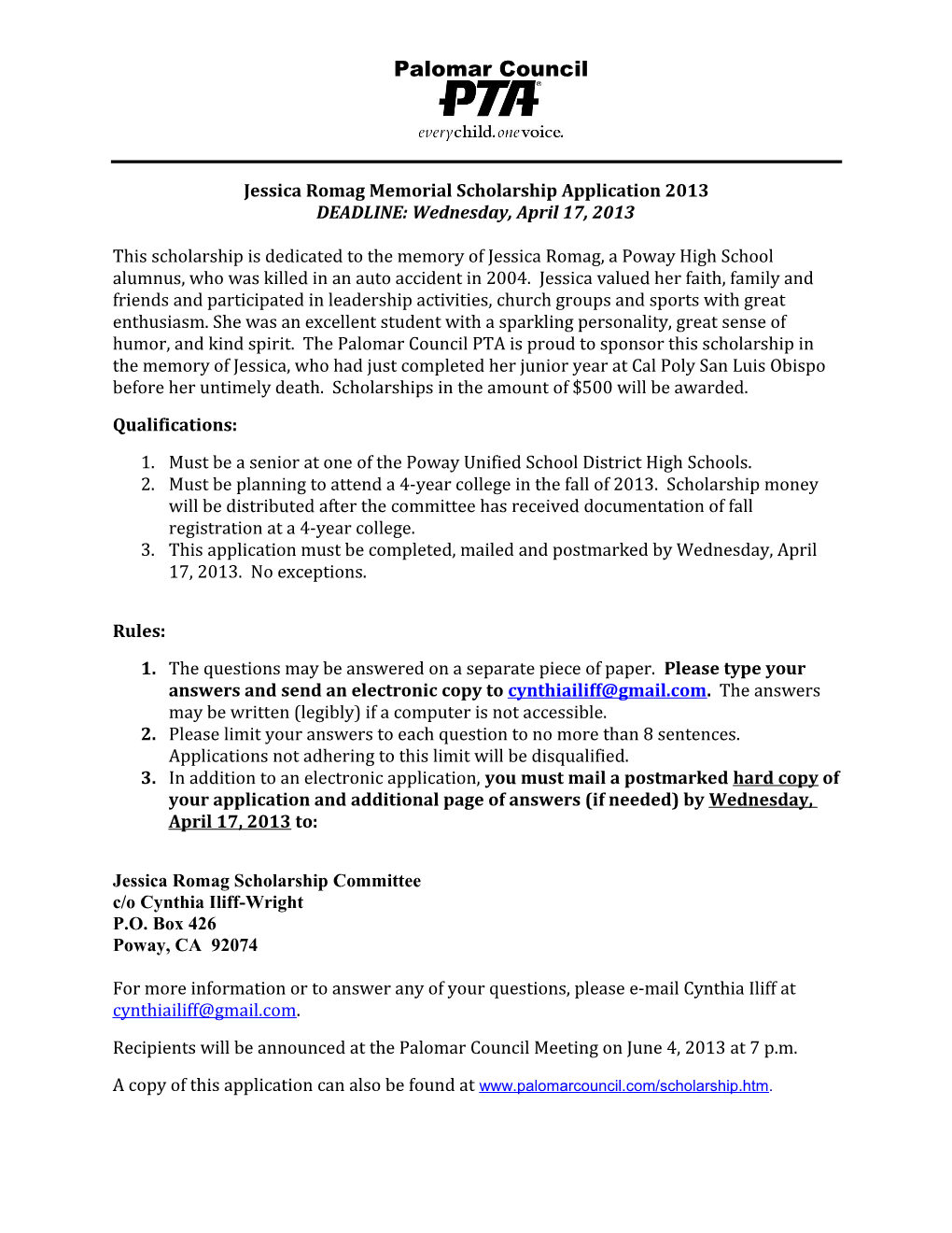 Emerging Leader Grant Application Form