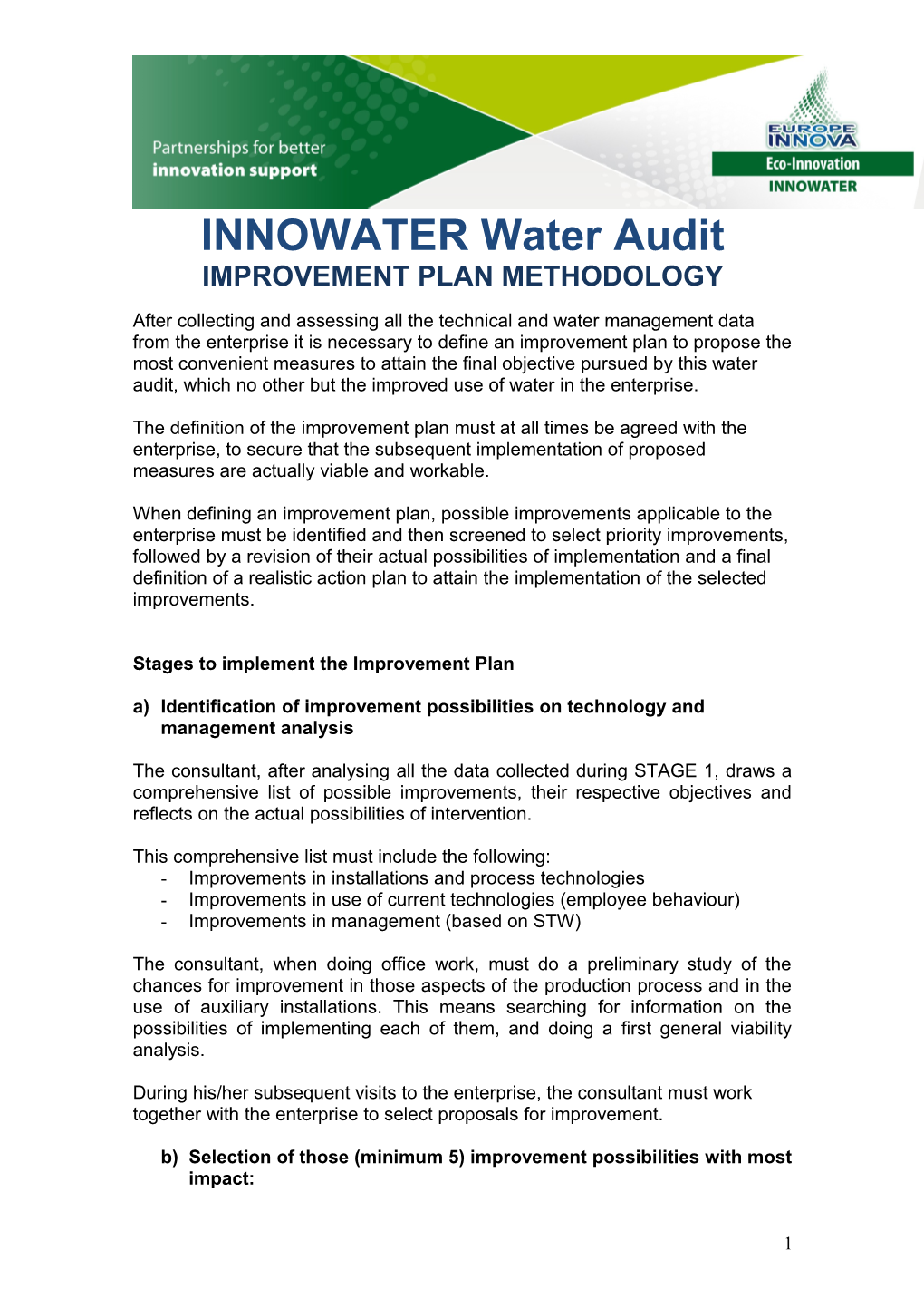INNOWATER Water Audit
