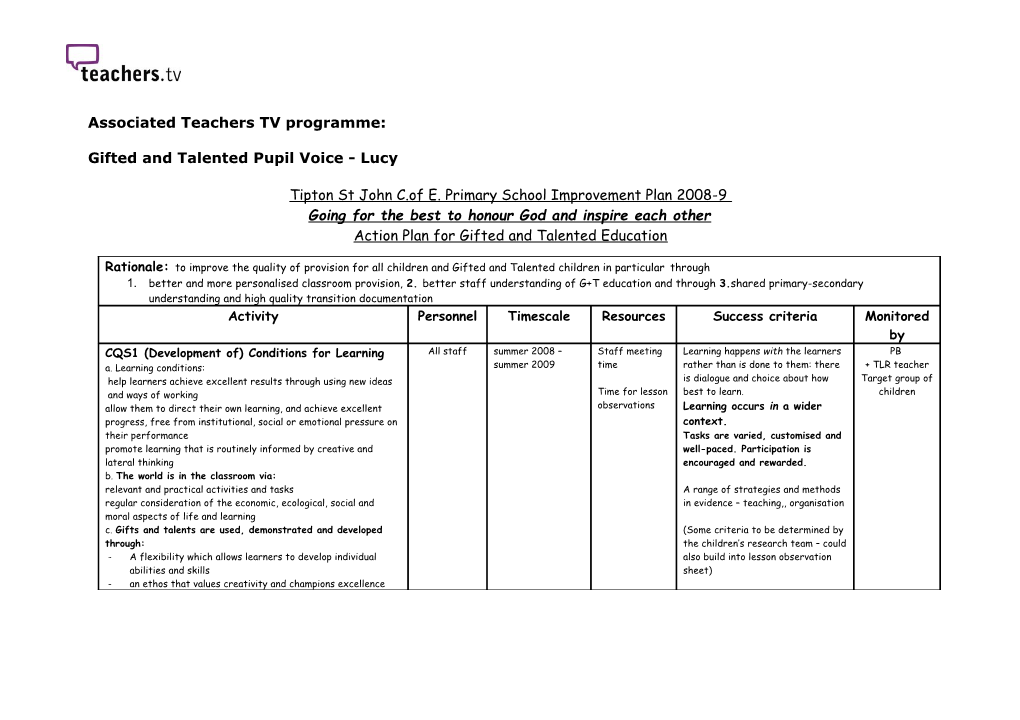 Tiptonst Johnc.Ofe.Primary School Improvement Plan 2008-9