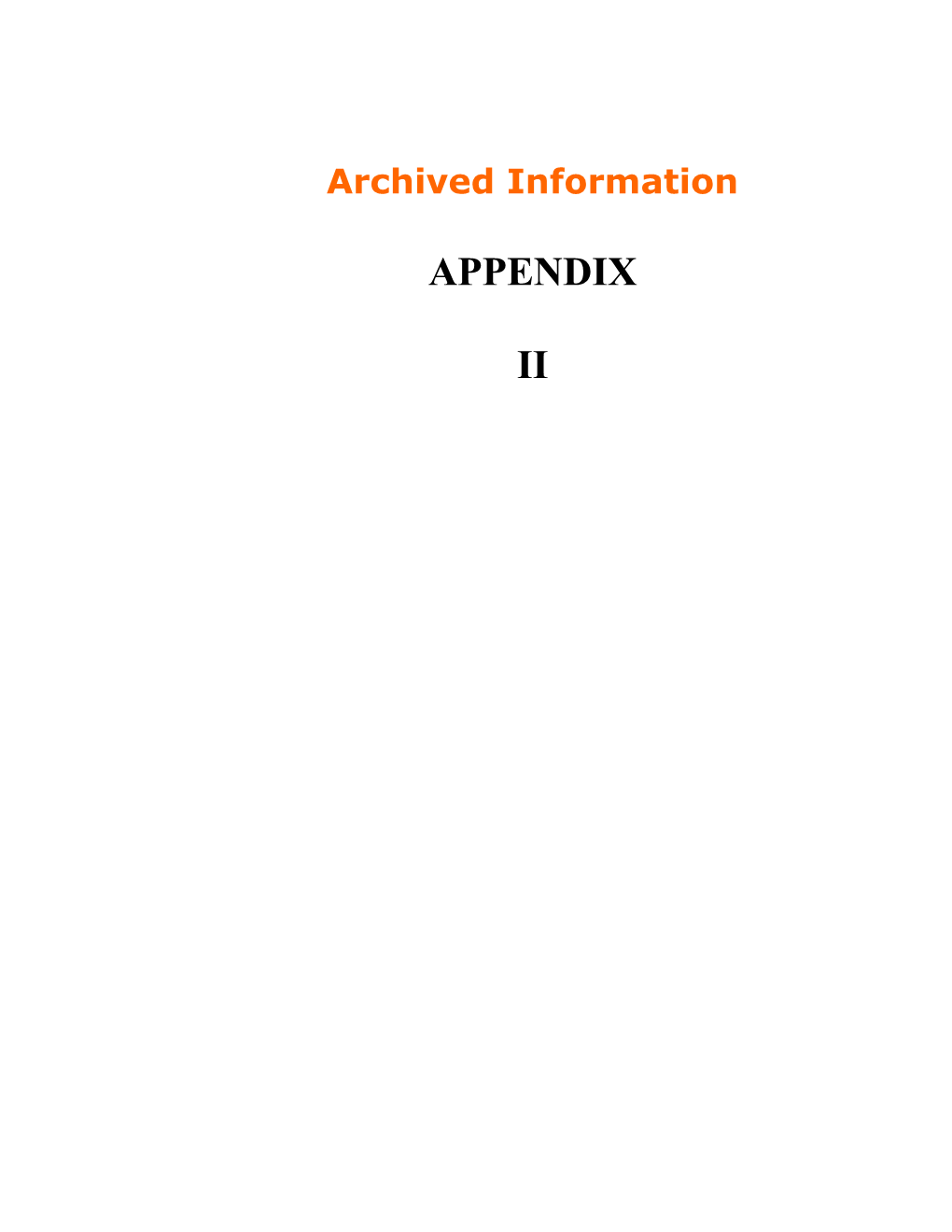 Archived: APPENDIX II