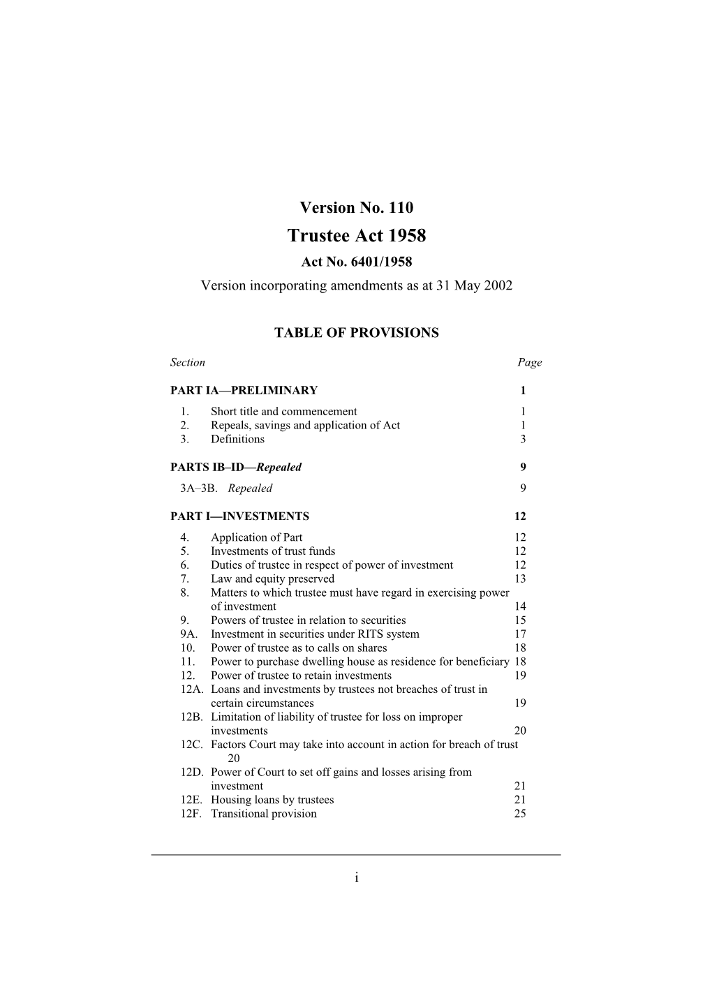 Version Incorporating Amendments As at 31 May 2002