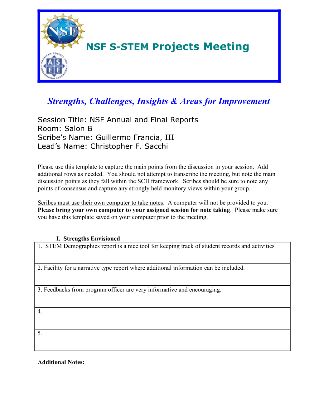 Strengths, Challenges, Insights & Areas for Improvement